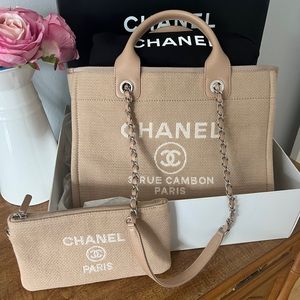 Authentic Chanel Deauville in Rose Beige, microchipped, full set, as new